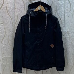 Volcom Bolt Insulated Jacket Womens Small Black Excellent Hooded Snowboard Coat